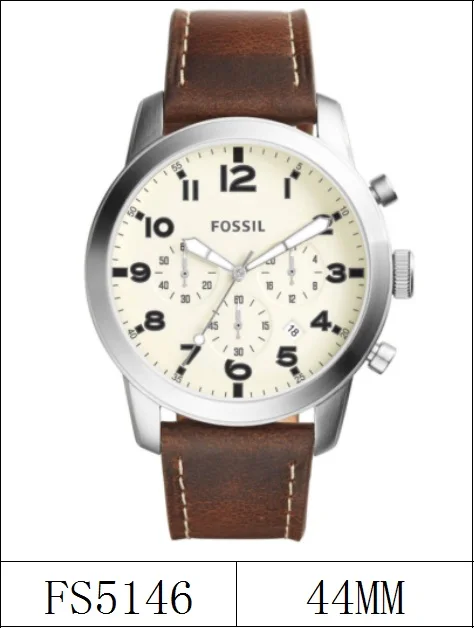 

Fossil Grant Chronograph Mens Watch White Dial Quartz Stainless Steel Watch Brown Leather Watch FS4735