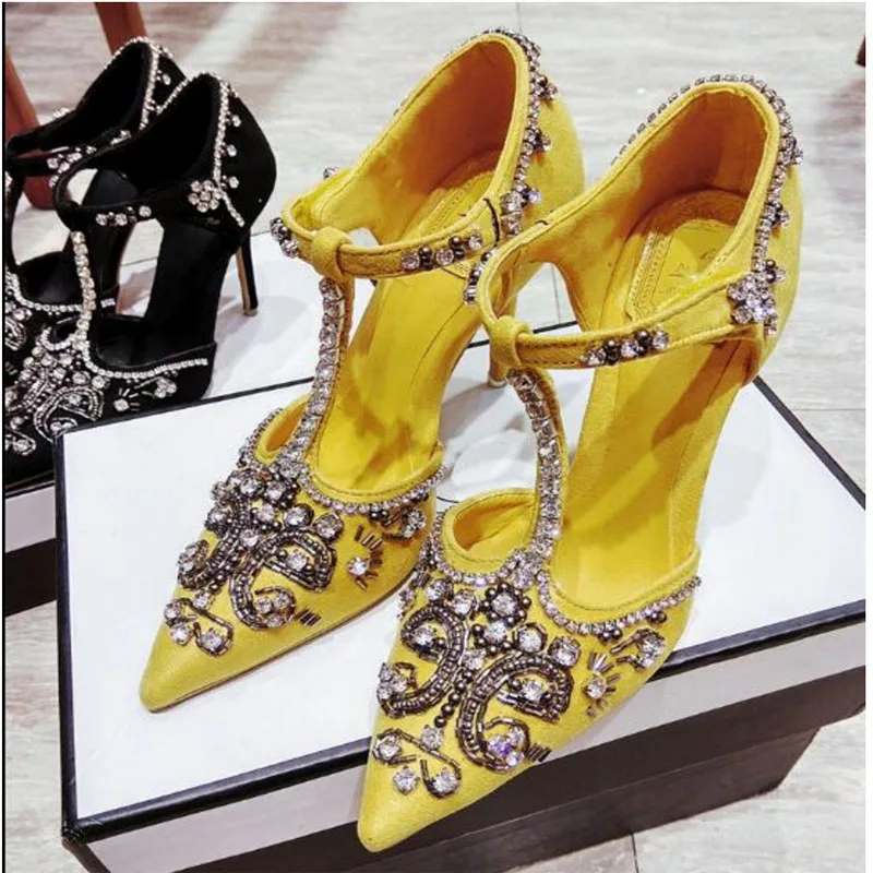Роскошные вечерние женские туфли со стразами и бусинами в дворцовом стиле
