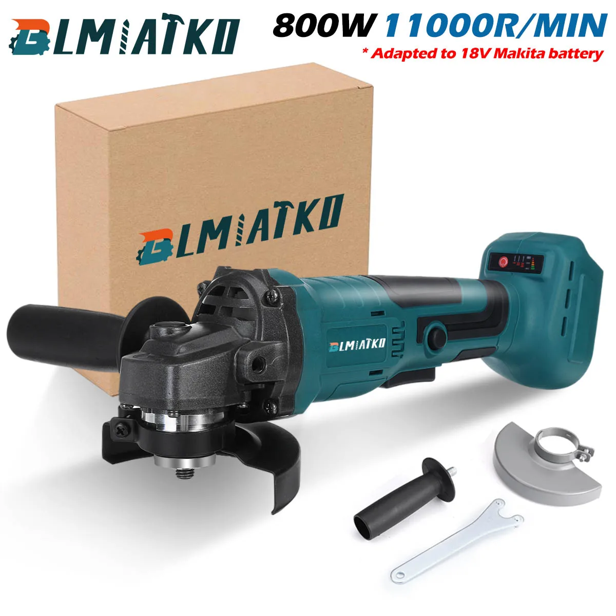 

BLMIATKO 125mm 3 Speed 800W Brushless Cordless Impact Angle Grinder Power Tool Cutting Machine Polisher For Makita 18V Battery