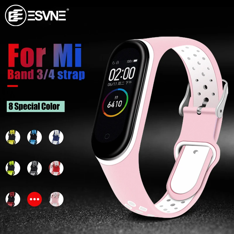Силиконовый спортивный ремешок ESVNE для Xiaomi Mi Band 4 3 браслет Аксессуары смарт часов