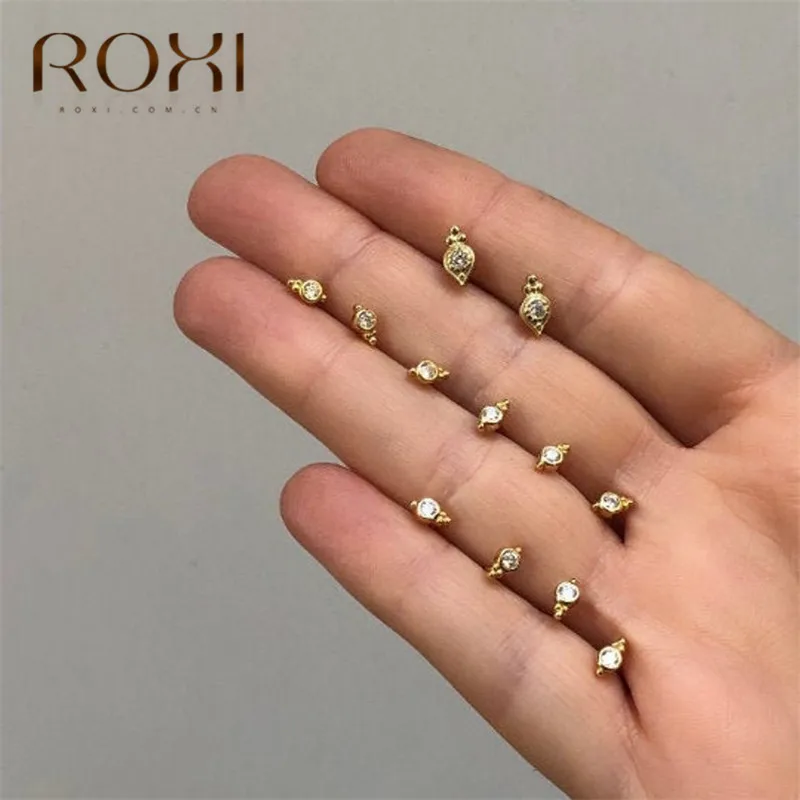 ROXI CZ AAA циркониевые хрустальные маленькие серьги-гвоздики свадебные серьги из стерлингового серебра 925 пробы для женщин минималистичные серьги, ювелирные изделия