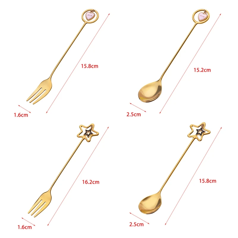 

1pc Stainless Steel Coffee Spoon watermelon ice cream spoon Tea Spoon Dessert Spoon Fork With Pretty Pendant Creative Tableware