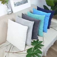 new fashion strip corduroy solid color printing pillow case custom home decoration pillowcase car waist cushion cover