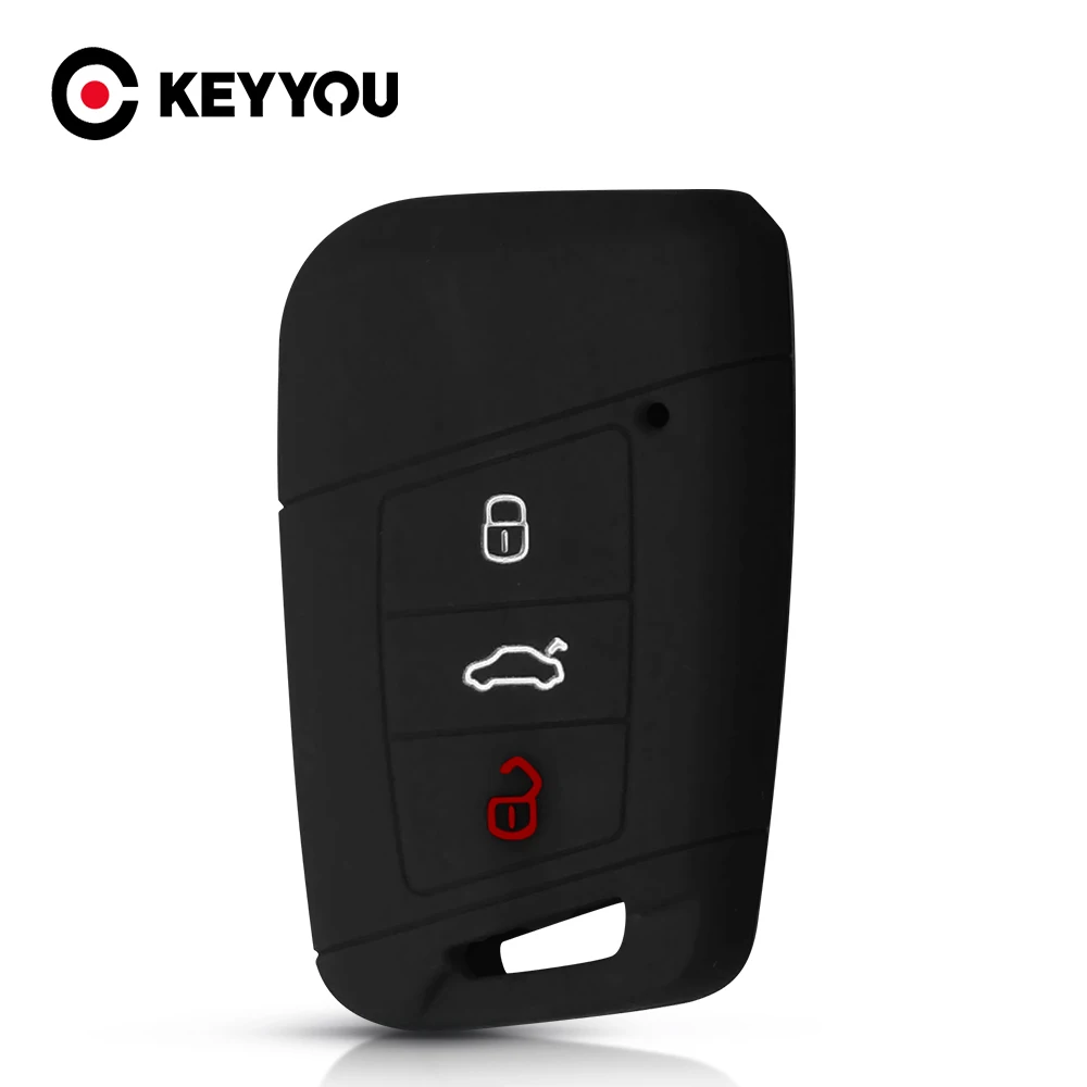 KEYYOU Car Remote Silicone Key Case Flip For 2016 2017 VW Volkswagen Passat B8 Skoda Superb A7 Key Cover Fob Protector Shell