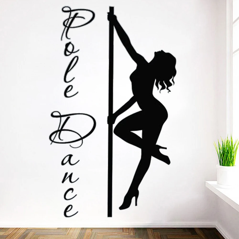 

Dance Pole Wall Decals Fitness Studio Pilates Dancing Sport Gym Dance Studio Logo Sports Club Vinyl Stickers Home Decor DW8557
