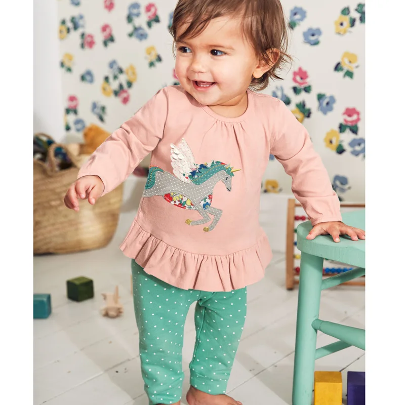 Детский хлопковый комплект из топа и брюк с длинным рукавом|Комплекты одежды для