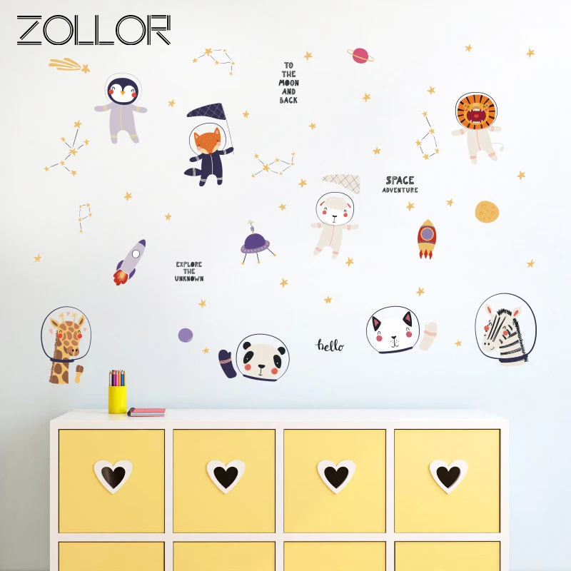 Zollor космические животные Explorer DIY наклейки на стену Ins звезды Dreamer прекрасный дом