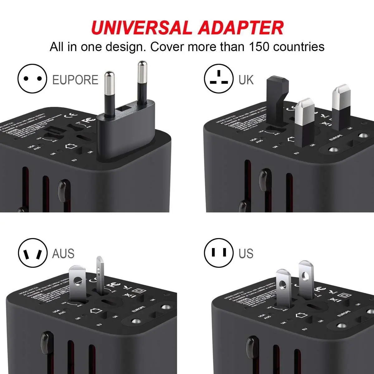 Дорожный адаптер с двойным USB зарядным устройством|Адаптеры для розеток| |