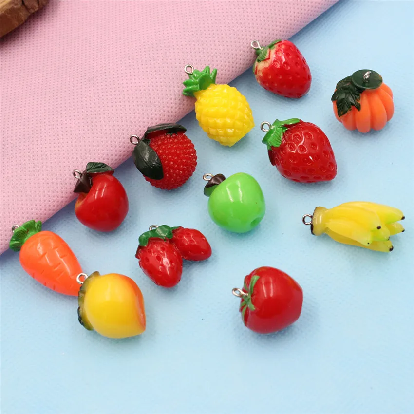 12 шт. смешанные стили подвески из смолы имитация фруктов овощей для детей Сделай