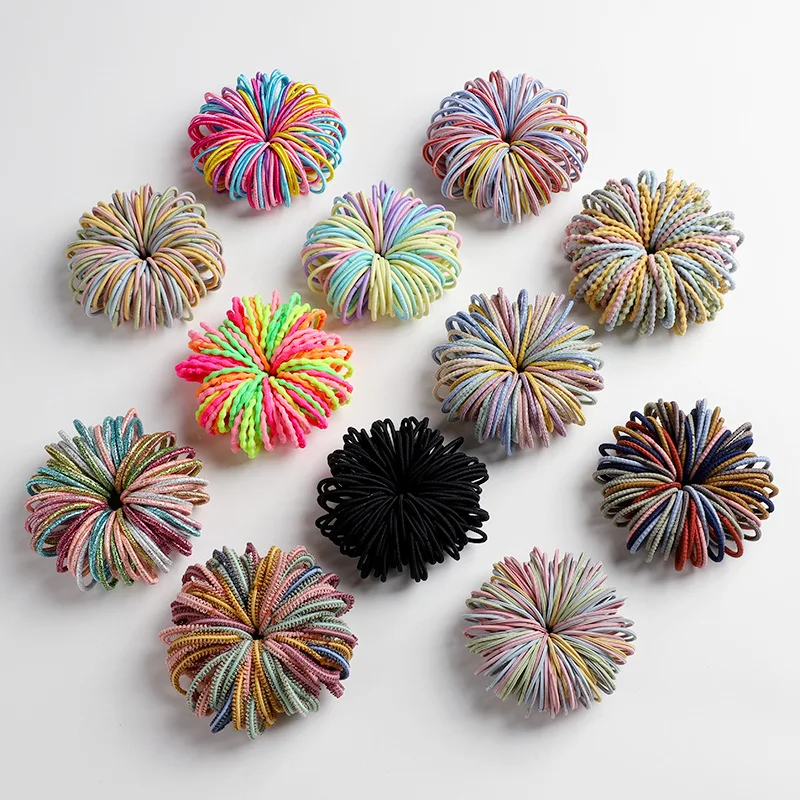 

New 50pcs/lot or 100pcs/lot Hair bands Girl Candy Color Elastic Child Baby Headband Scrunchie Hair Accessories JB121402