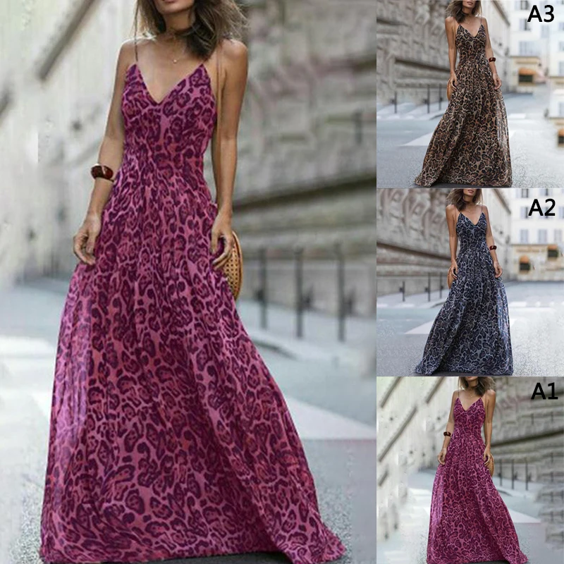 Модное сексуальное женское летнее пляжное платье с леопардовым принтом и V