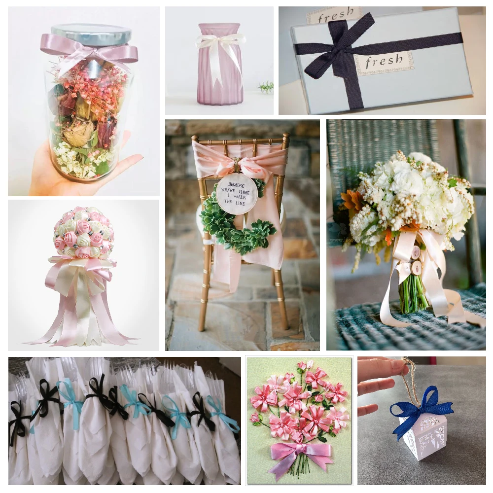 Стандартная лента цветная односторонняя атласная свадебная пригласительная