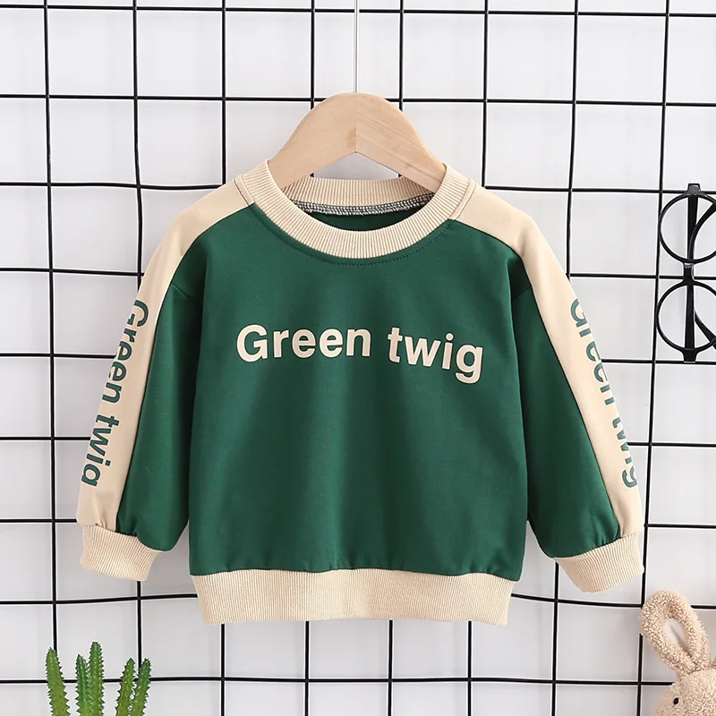 Детская модная одежда костюм на весну и осень футболка с буквенным принтом для