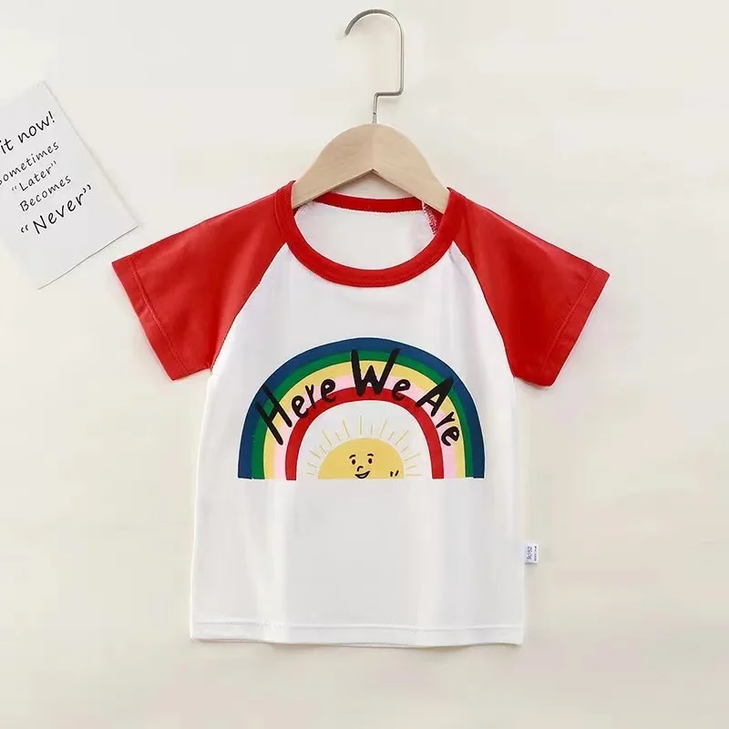 

2021 Baby Clothes Funny Kawaii Cute Cartoon Girls Boys T Shirt Fashion Short Sleeve Print T-Shirt Summer Kids Shirt