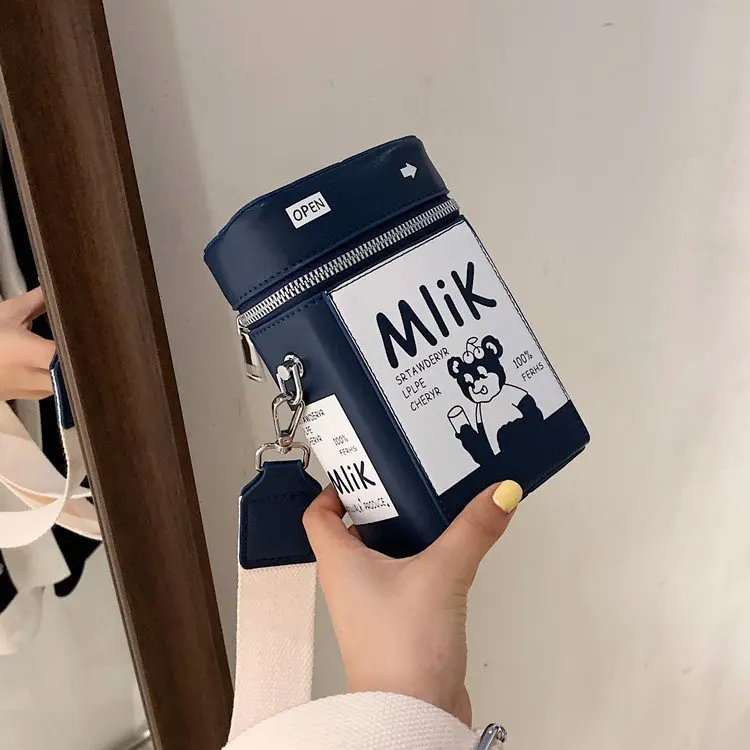 

Cute Milk Box Women Shoulder Bag Mini Drink Box Bags for Women 2021 Crossbody Bags Cartoon Printing Phone Coin Purse Women's Bag