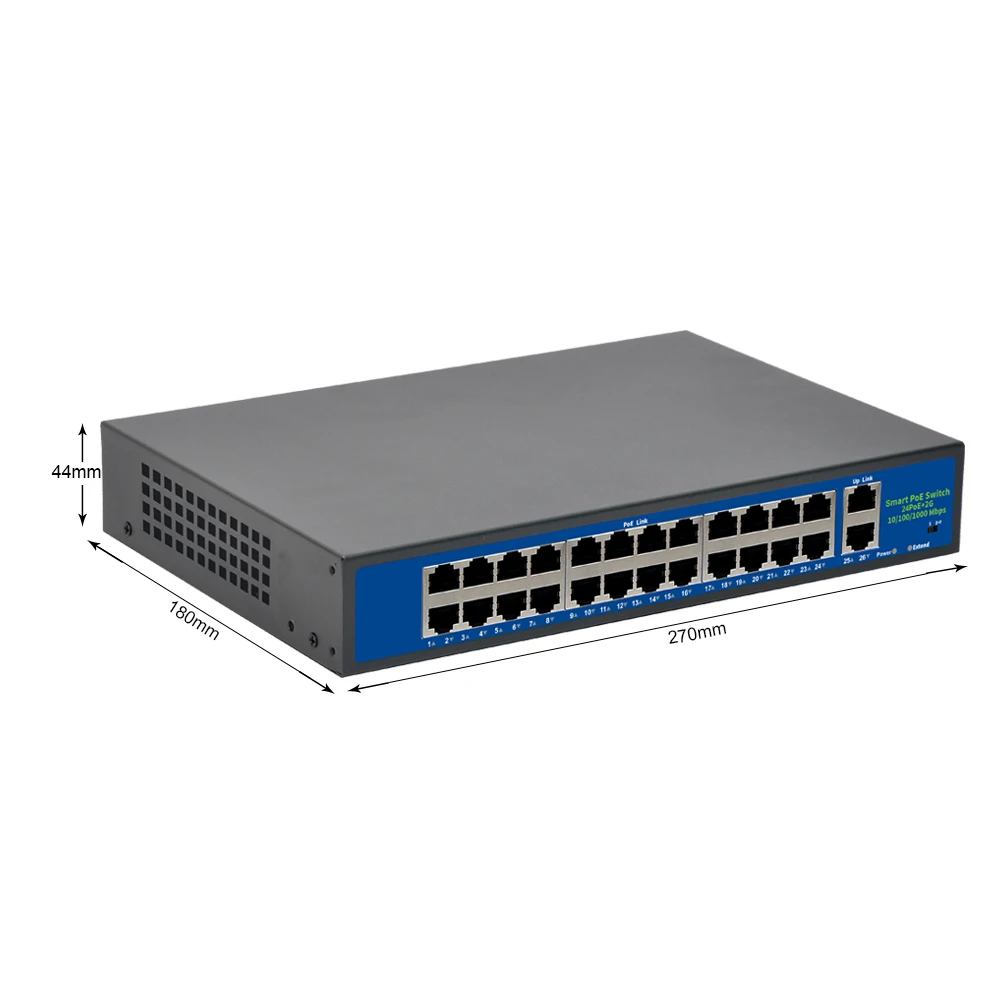 

52V Network POE Switch Ethernet 10/100/1000Mbps 24ports IEEE 802.3af/at Suitable for IP camera/Wireless AP/CCTV camera 250m