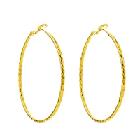 2019 real 24k gold earrings for women fashion large hollow circle earrings ball party nightclub gift girlfriend pledge earrings