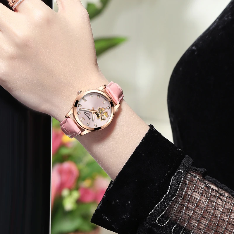 

Casual Automatic Mechanical Ladies Watches Leather Strap Luxury Watch Women Waterproof Dress Women's Watch Relogios Feminino