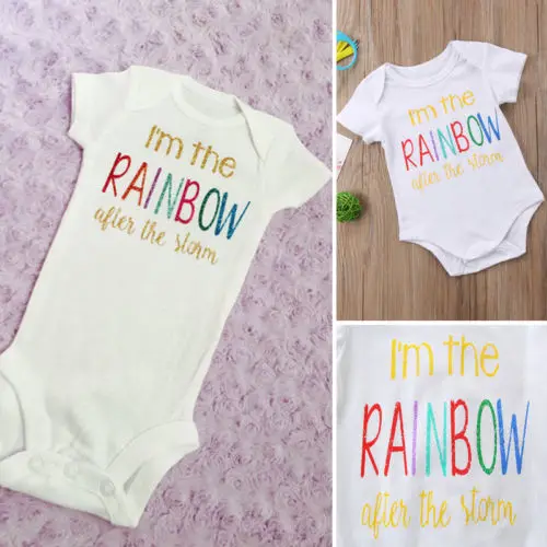 Новинка 2020 года Летний комбинезон для новорожденных цвет белый Радужный одежда с