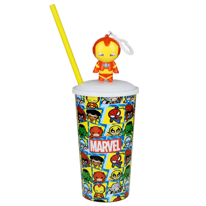 Disney Marvel Aavengers Человек-паук 2 фигурки чашки с картинками из мультфильмов игрушки Marvel Человек-паук чашка для воды попкорн игрушка с бочкой для детей Funs - Цвет: Color4