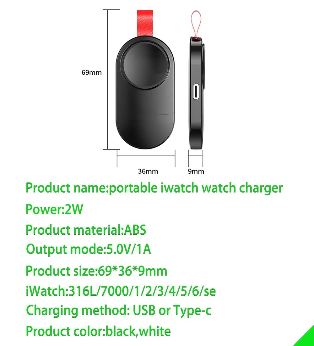 portable wireless charger for iwatch se 6 5 4 3 2 1 charging dock station usb charger for apple watch series se 6 5 4 3 2 1 free global shipping