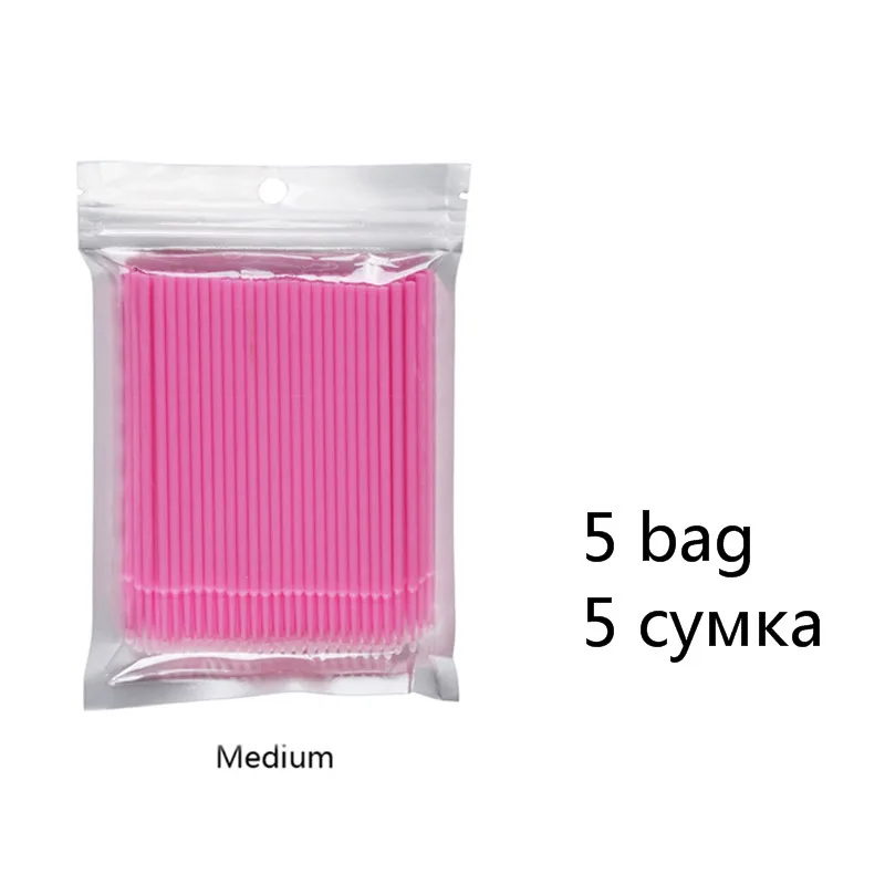 Pink-5 Fadvan 100 шт./лот Микро Кисти для ресниц щетки для нанесения клея Наращивание ресниц без ворса одноразовые аппликаторы палочки инструменты для макияжа - Handle Color: Pink-5