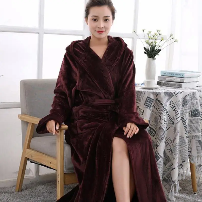 Утолщенная длинная ночная рубашка фланелевая зимняя пижама с длинными рукавами