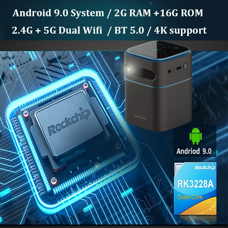Карманный смарт проектор Smartldea D042 Android9.0 5G Wifi BT5.0 DLP мини Поддержка батареи 4K
