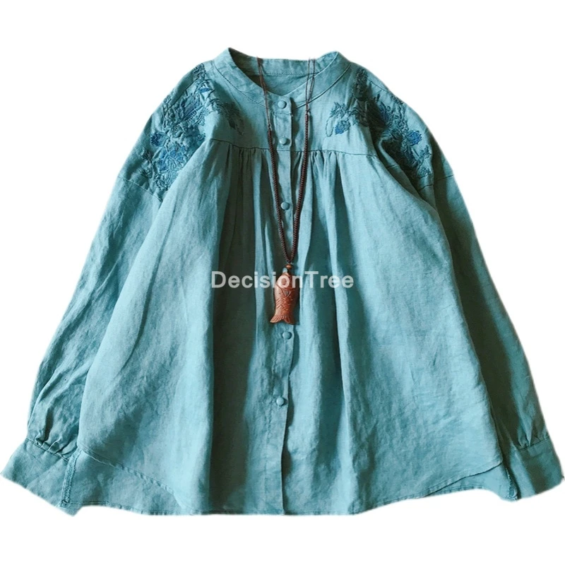 

2022 cotton linen chinese shirts cheongsam style traditional chinese clothing for women vintage qipao tops chinese loose blouse