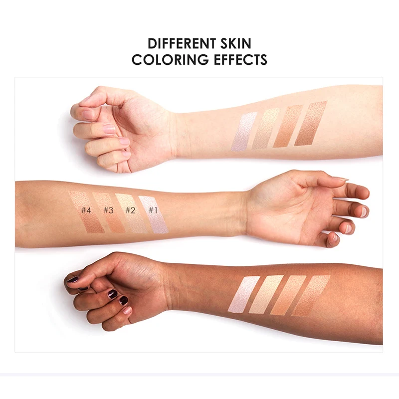 Резная высокоглянцевая пудра румяна и хайлайтер Палитра 4 цветов Запеченная