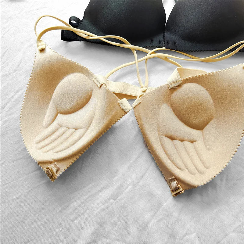 Тонкий бюстгальтер с лямками и двойными женский сексуальный перекрестными