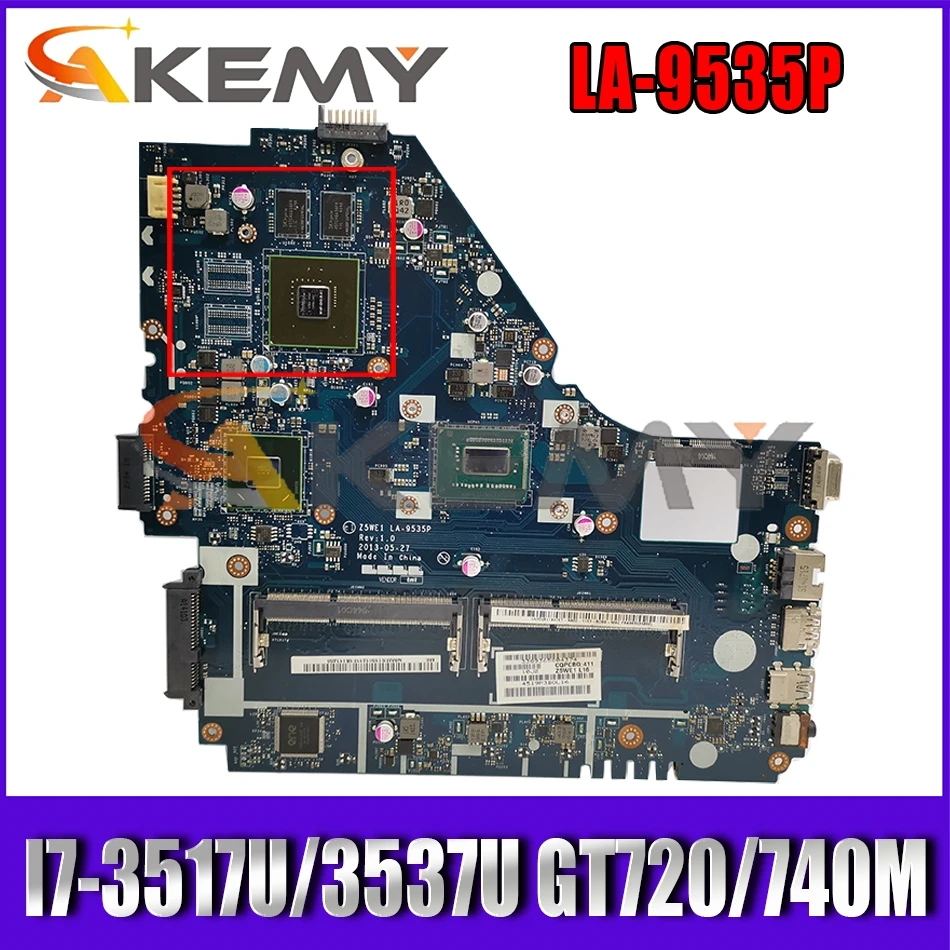 Z5WE1 LA-9535P MB для Acer E1-530 E1-570 E1-570G Материнская плата ноутбука W/ GT720/740 м GPU I7-3517U/3537U