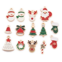 10pcslot new arrival christmas bell santa claus snowman christmas tree enamel charms fit for jewelry earring handmade