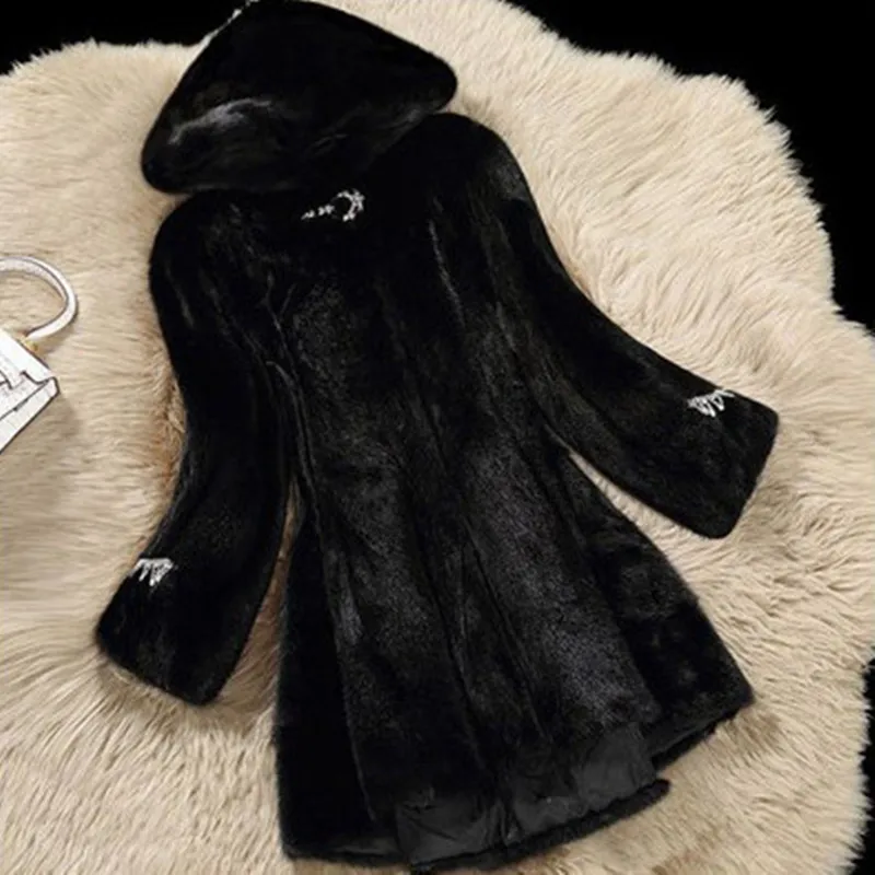 Женское длинное пальто из меха норки искусственного зима 2019 | Женская одежда