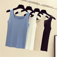 summer sexy womens t shirt sleeveless u shaped knit camisole inside outside wear korean version of slim bottoming top one size