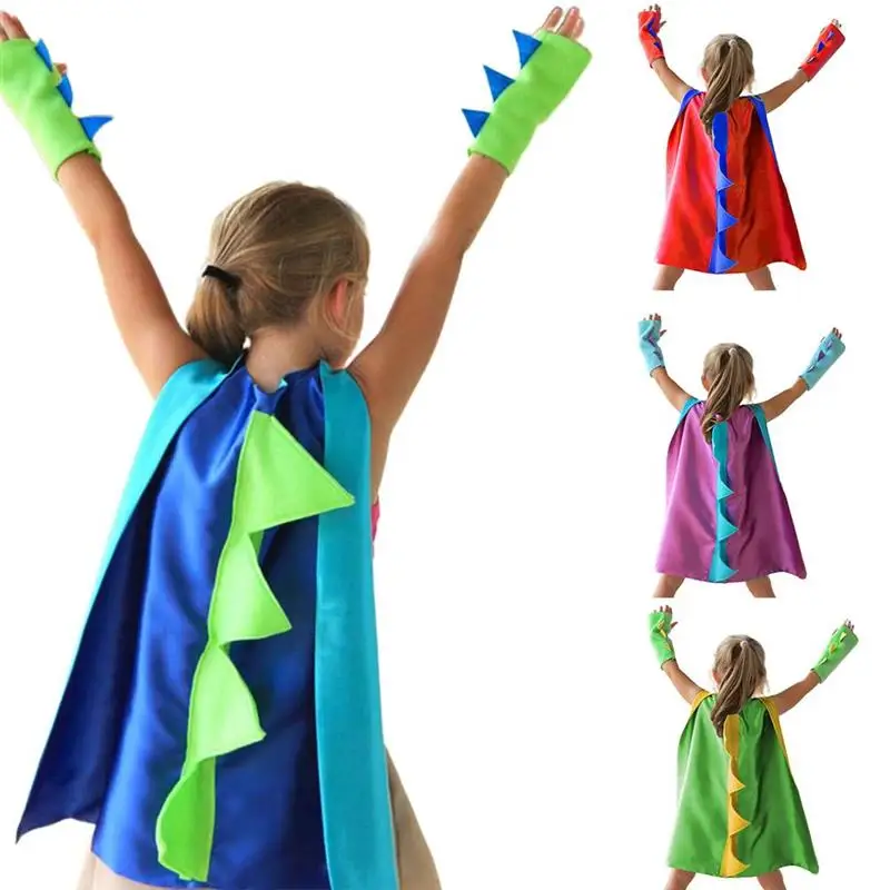 

Смешные костюмы на Хэллоуин, накидка с динозаврами для косплея с перчатками, для детей 3-8 лет