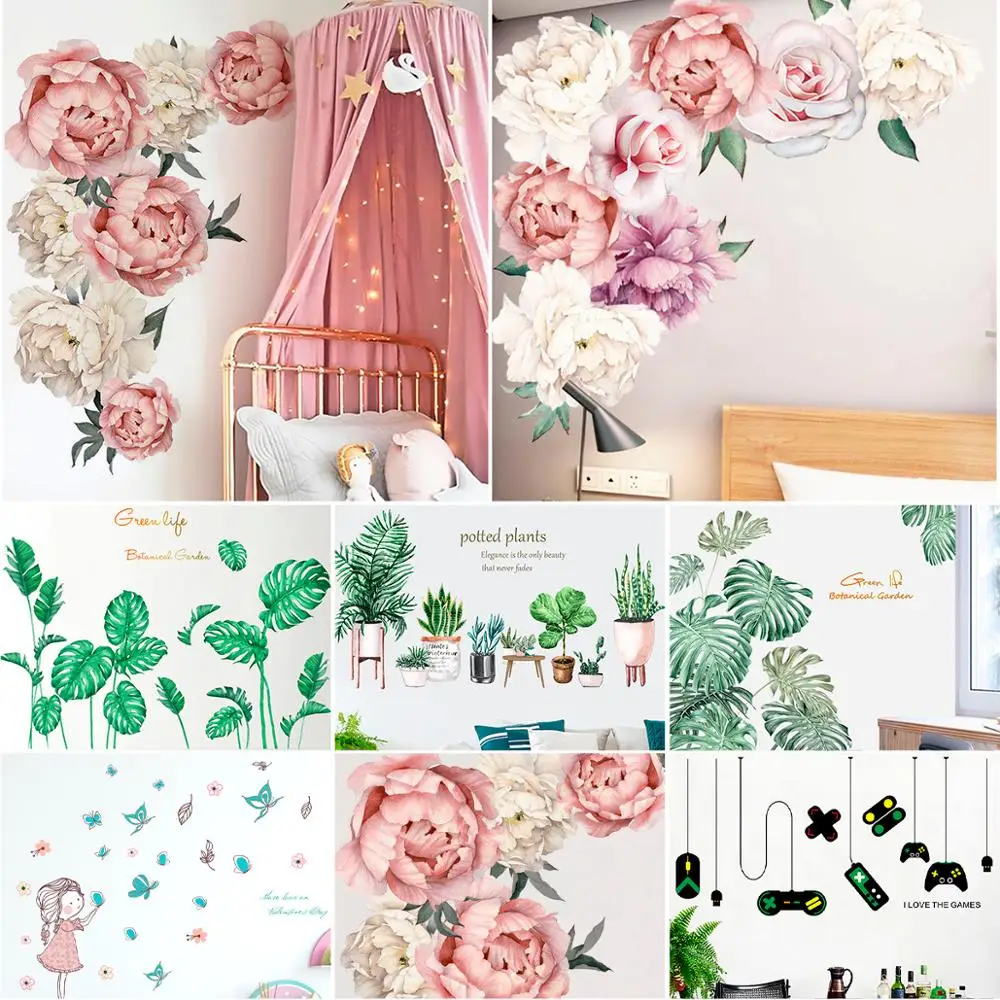 Зеленые листья наклейка на стену для детской спальни гостиной украшение