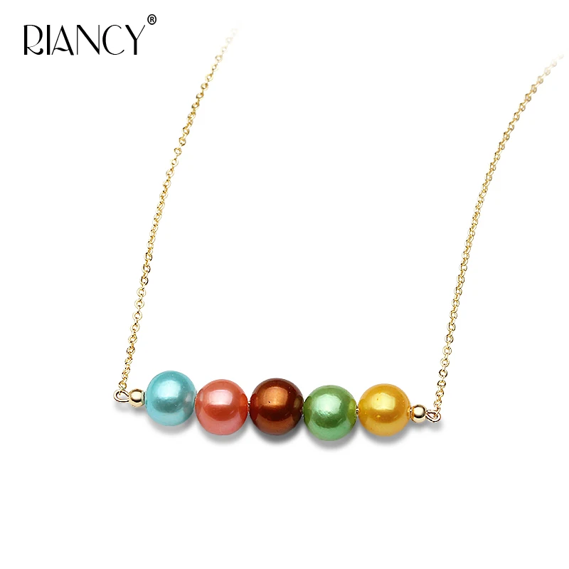 Купи RIANCY new trendy pearl jewelry natural Multicolor pearl pendant freshwater 925 sterling silver pearl necklace for women wedding за 284 рублей в магазине AliExpress