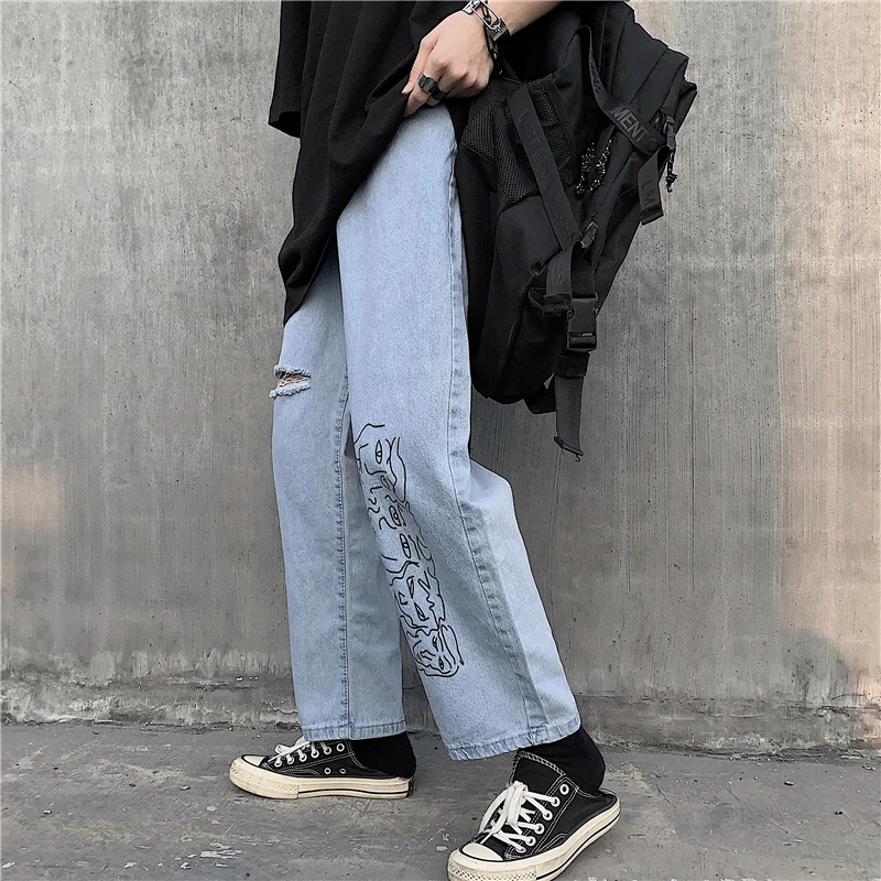 Джинсы SHENGPALAE женские летние повседневные ковбойские свободные с принтом|Прямые