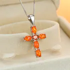 Винтажное женское ожерелье с синим кристаллом, трендовая овальная цепочка с опалом, ожерелья для женщин, классическое серебряное свадебное ожерелье с крестом