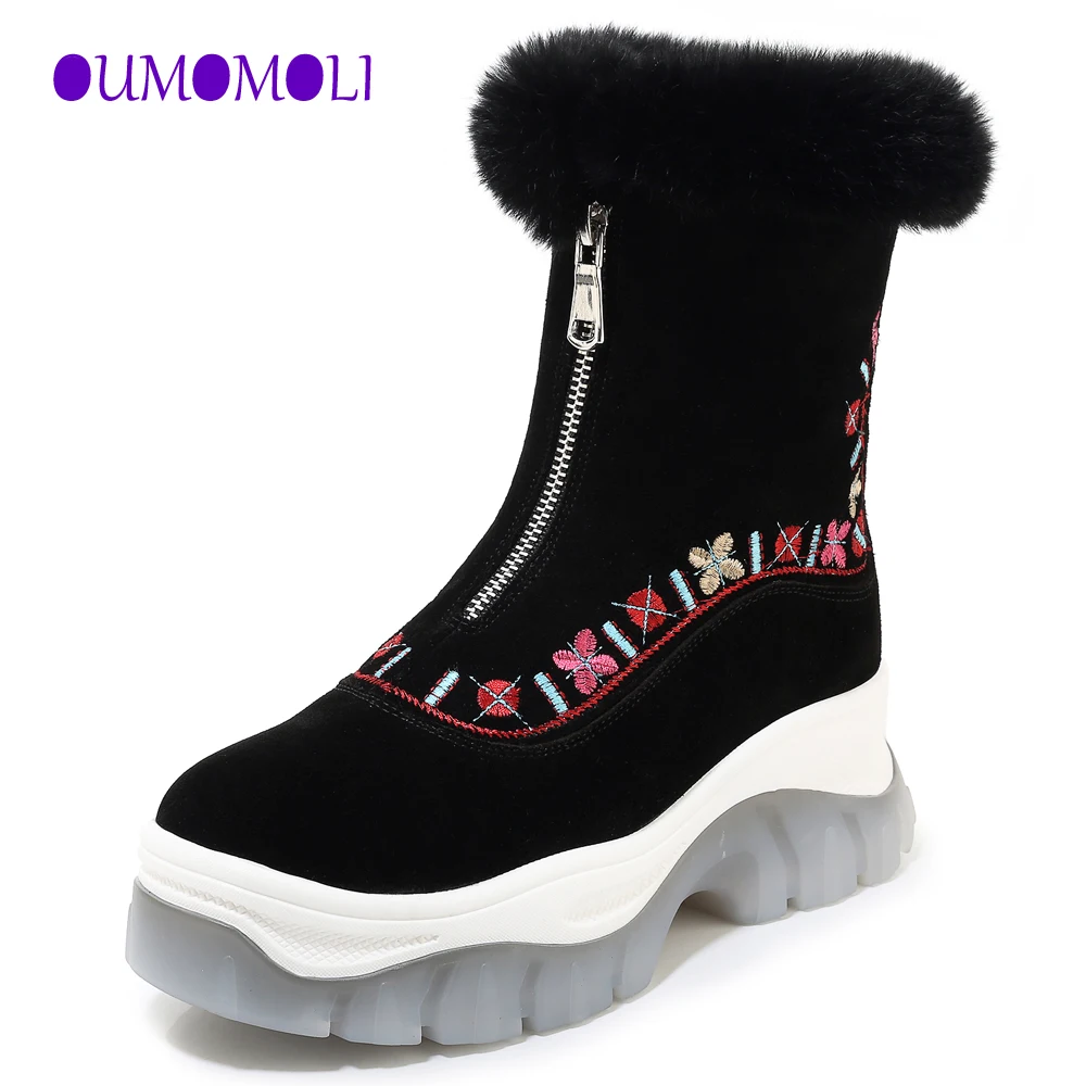 2021 fashion new Women Ankle Boots Cold season Keep warm Cotton Fabric Short Solid Ankle boots embroidered Faux Fur Women boots