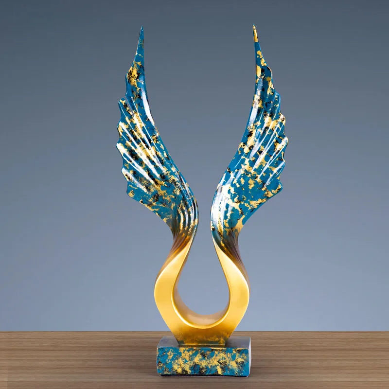 

Modern New Mirs Wings Sculpture Living Room Office Display Decoration Ornaments Home Decoration Fengshui Artware Colorful Wings