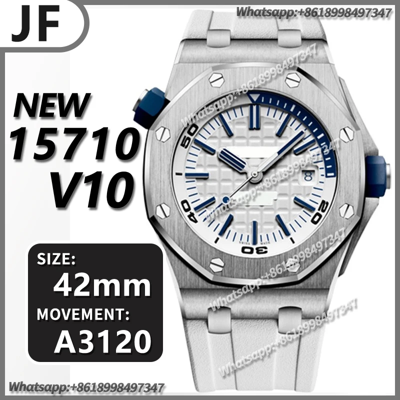 

Men's Automatic Mechanical Watch Royal Oak Offshore Diver 15710 JF 1:1 Best Edition Black Dial on Black Rubber Strap A3120 V10
