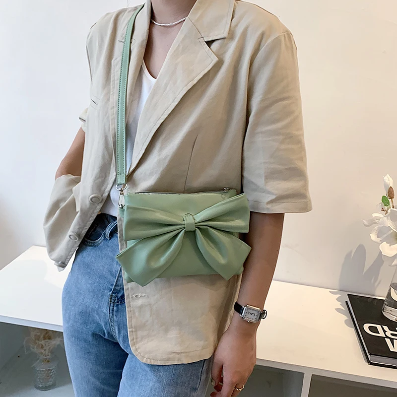 

PU Leather Women's Small Crossbody Bag Fashion Design Ladies Bowknot Shoulder Messenger Bags Female Mini Handbags Clutch Purses