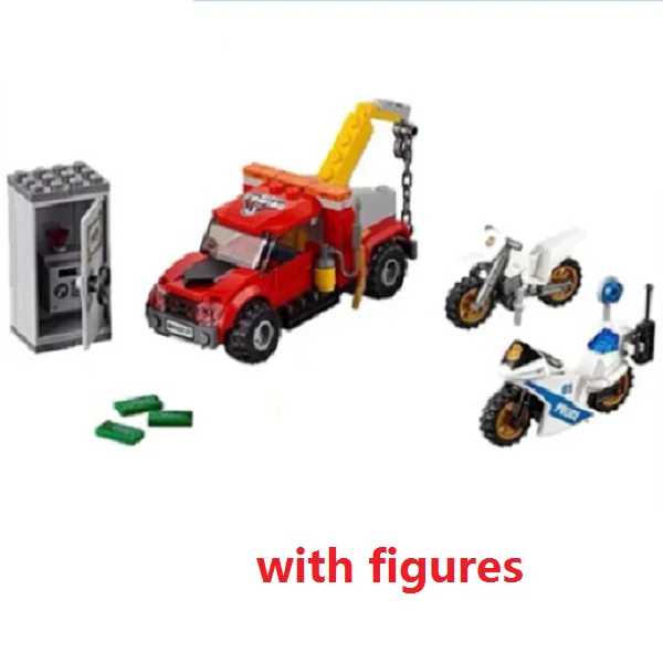 

City Police Money Transporter Tow Truck Trouble Building Blocks Kits Bricks Classic Model Kid Toys For Children Gift