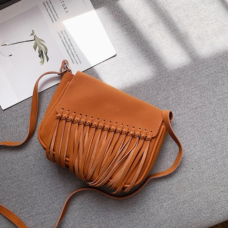 2019 Fashion Scrub Women Postman package Vintage Tassel Messenger Bag High Quality Retro Shoulder Simple Crossbody Tote | Багаж и сумки