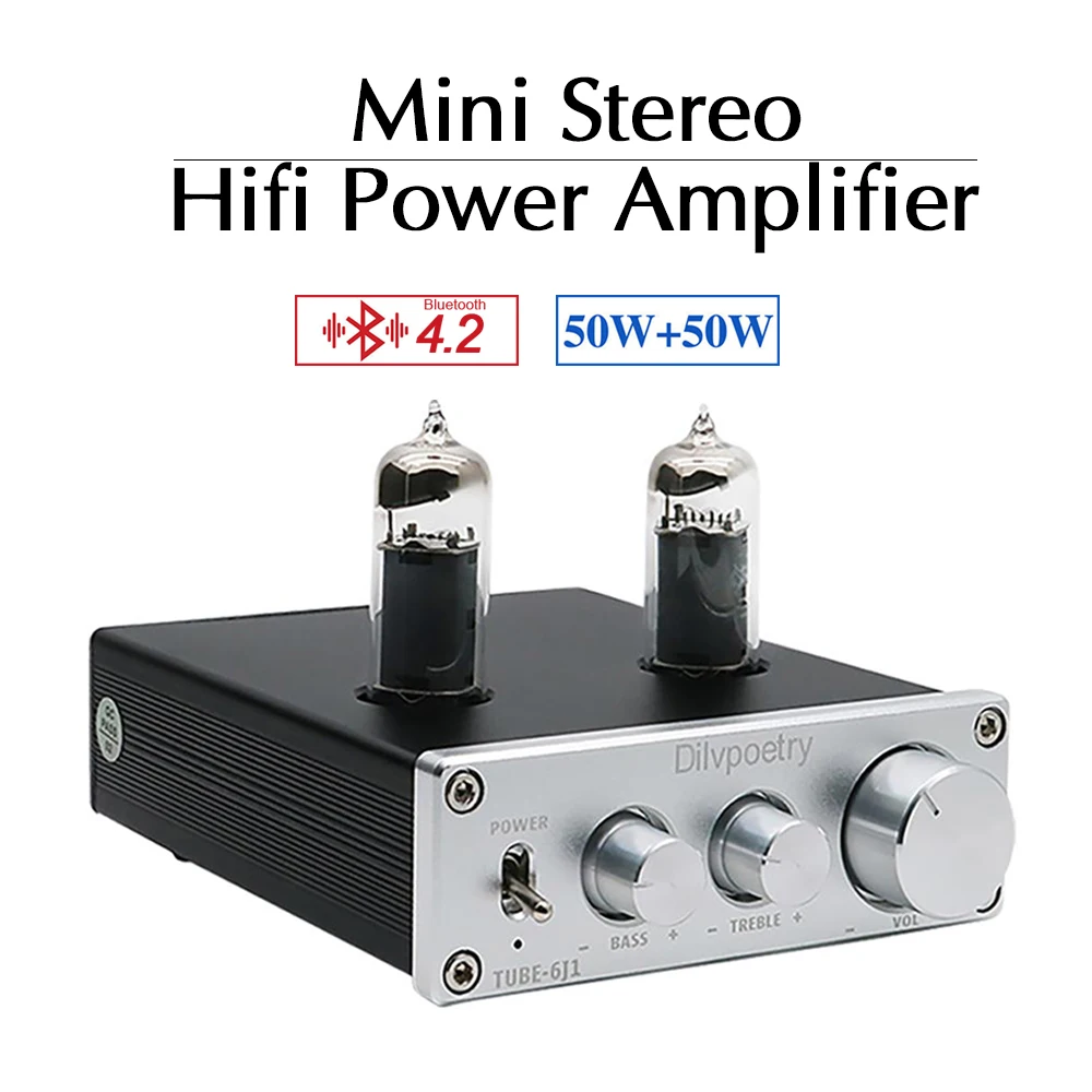 Dilvpoetry R50 TPA3116D2 Bluetooth усилитель мини стерео усилитель мощности профессиональный ламповый усилитель аудио цифровой усилитель 6J4 50 Вт* 2