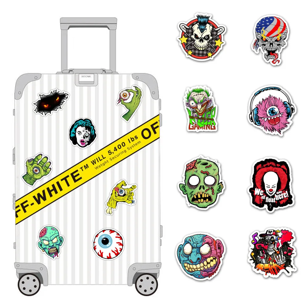 50 шт. водонепроницаемые наклейки в виде черепа для ноутбука скейтборда багажа