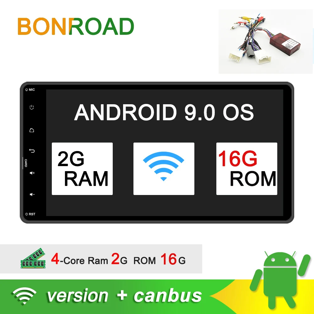 WIFI With CANBUS Bonroad Android 9,0 Автомобильный мультимедийный плеер для Mitsubishi outlander lancer asx Автомобильный видео gps Навигатор Радио ram 2G rom 16G - Цвет: WIFI With CANBUS