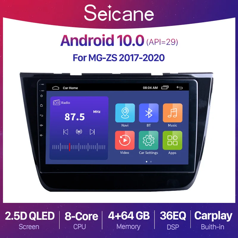 Автомагнитола Seicane 10 1 дюйма Android 0 2 + 32 ГБ GPS QLED для 2017 2018 2019 2020 MG-ZS навигационная